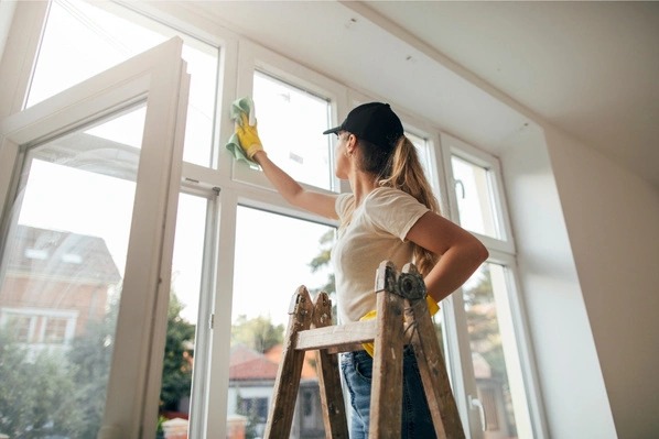 Mycie okien z dbałością o każdy detal — także na wysokości. Dzięki nam Twoje szyby znów będą lśnić czystością!