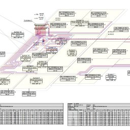 HYDRA Biuro Projektowe Jan Cieśliński - Schemat instalacji ogrzewania podłogowego z naniesionymi danymi technicznymi dla poszczególnych pomieszczeń, widok z góry, szczegółowy plan.