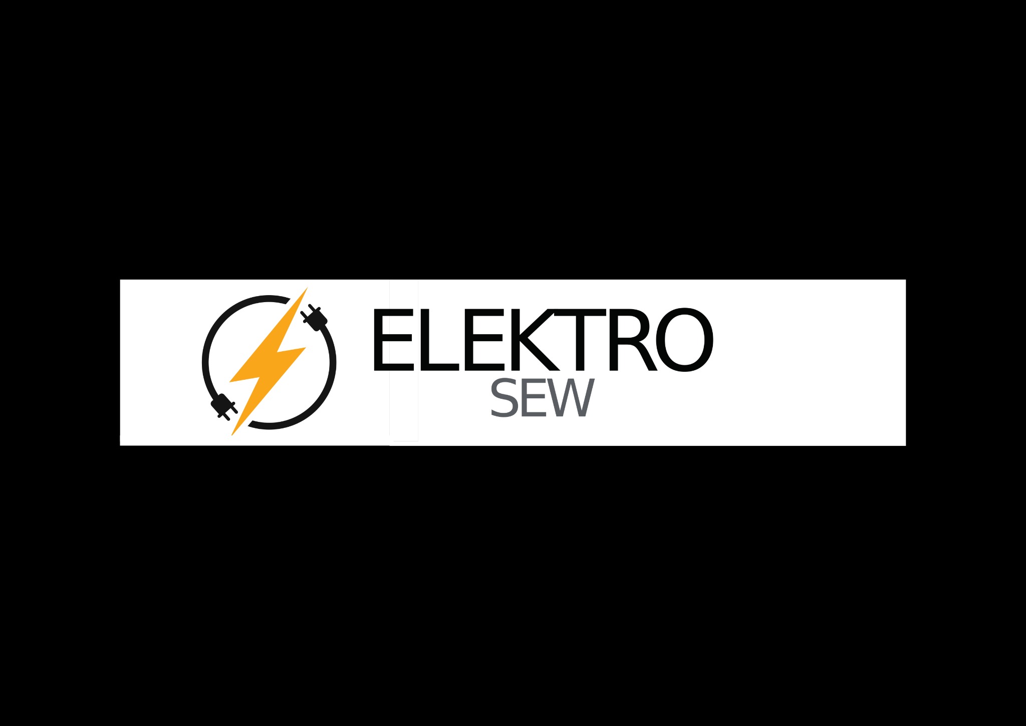 Logo firmy Elektro Sew z symbolem wtyczki i błyskawicy w okręgu.