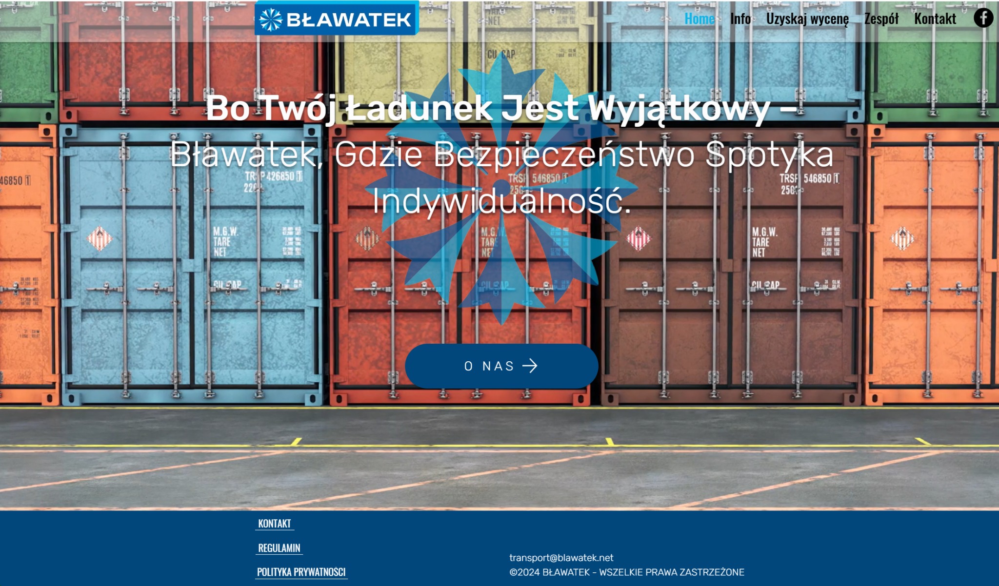 Strona dla firmy transportowej, wiele podstron, strona kontaktowa, treści informacyjne, formularze