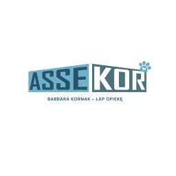 Assekor Barbara Kornak - Logo firmy ASSEKOR Barbary Kornak - Łap Opiekę, z niebieskim napisem i symbolem łapy zwierzęcia, sugerujące usługi związane z opieką nad zwierzętami.