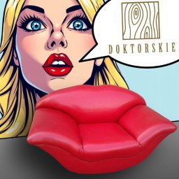 Fotel tapicerowany w kształcie ust