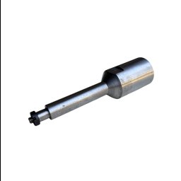 EXNODE SPÓŁKA CYWILNA - Metalowy trzpień z nakrętką, prawdopodobnie element tokarski, sfotografowany na białym tle.