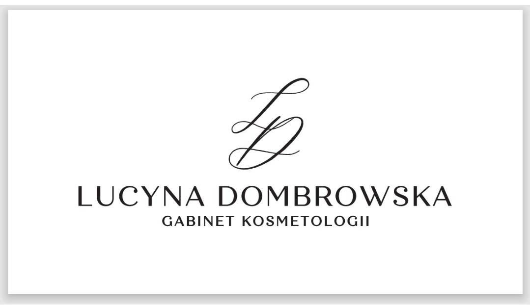 Eleganckie logo gabinetu kosmetycznego Lucyna Dąbrowska z kaligraficznym monogramem LD.