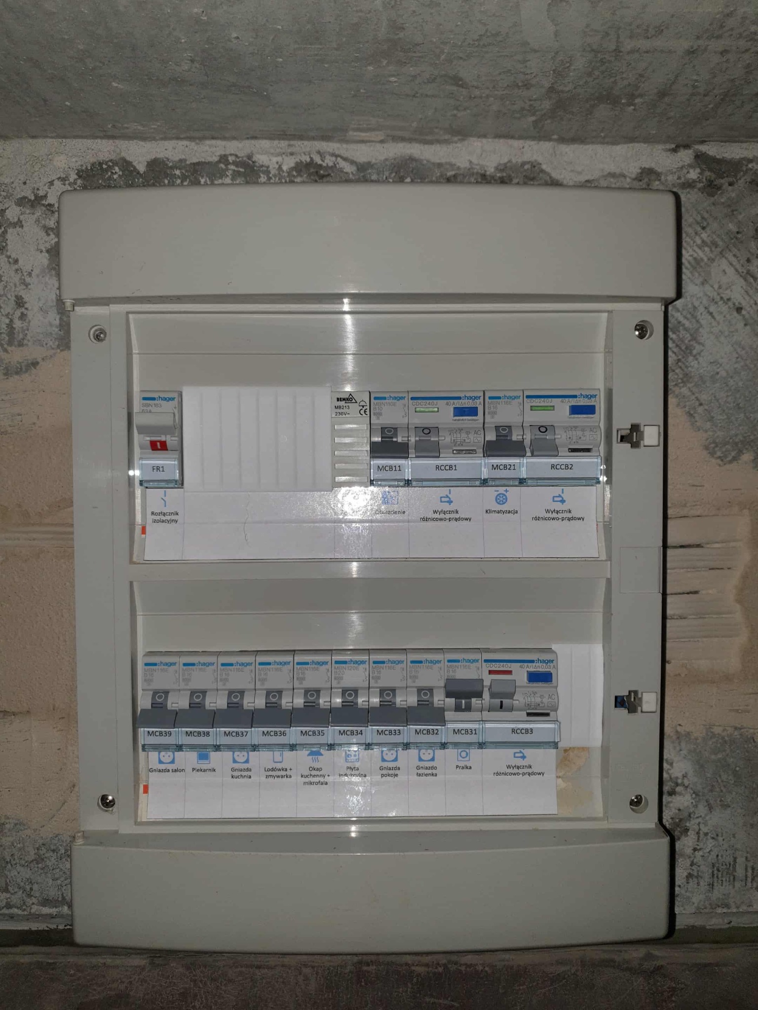 Rozdzielnica mieszkaniowa zasilana jednofazowo