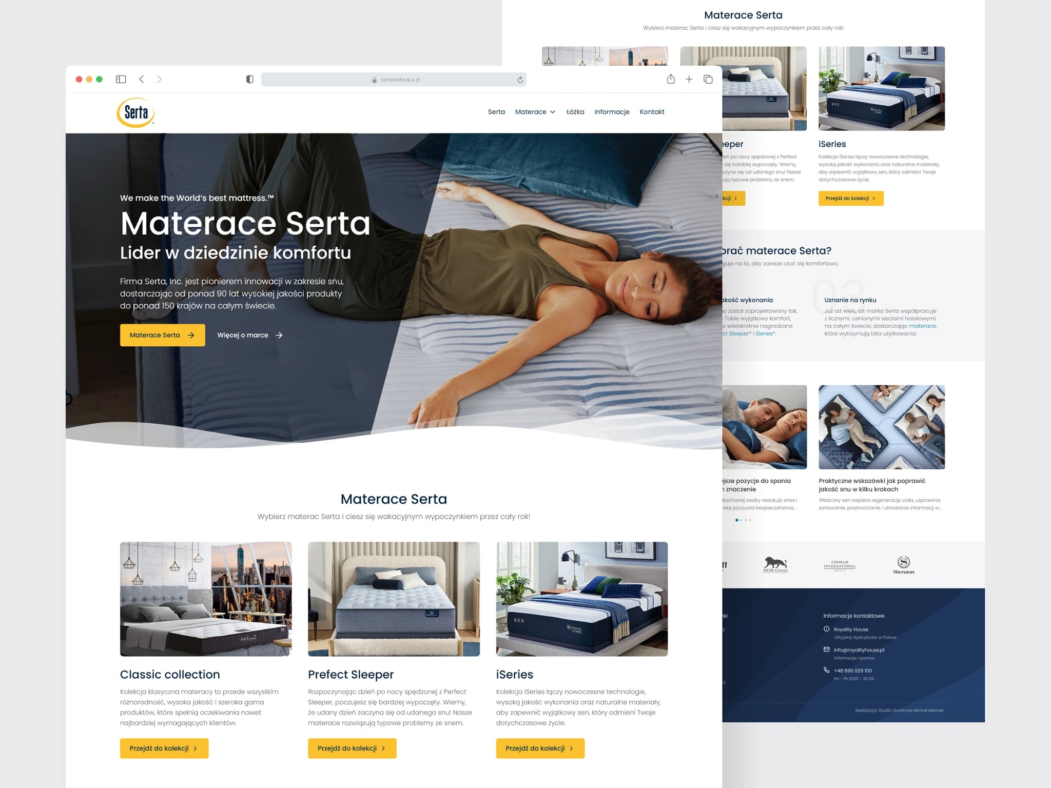Strona internetowa dla polskiego dystrybutora marki Serta