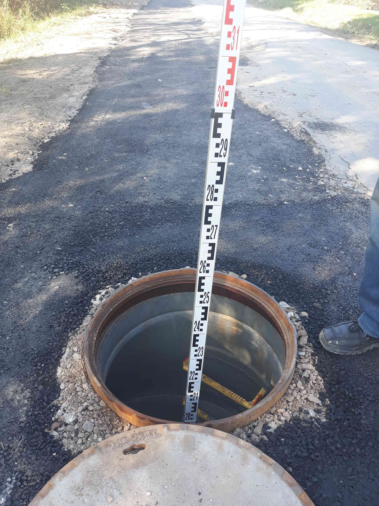 Pomiar głębokości studni.