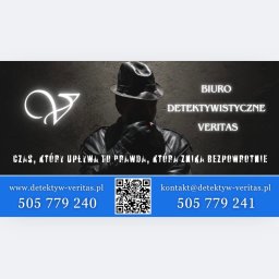 Biuro Detektywistyczne VERITAS
www.detektyw-veritas.pl
kontakt@detektyw-veritas.pl
Tel: 505 779 240 & 505 779 241
„CZAS, KTÓRY UPŁYWA TO PRAWDA, KTÓRA ZNIKA BEZPOWROTNIE”