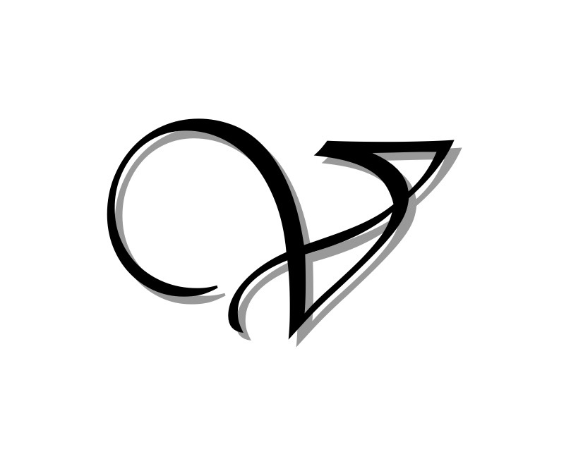 Stylizowane, czarne litery V i D z cieniem na białym tle.