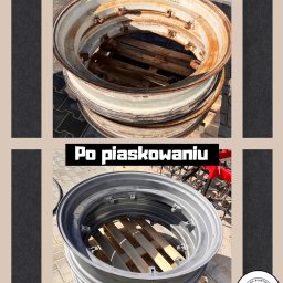 Piaskowanie kół ciągnika 