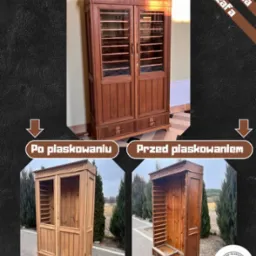 Piaskowanie oraz malowanie dębowej szafy