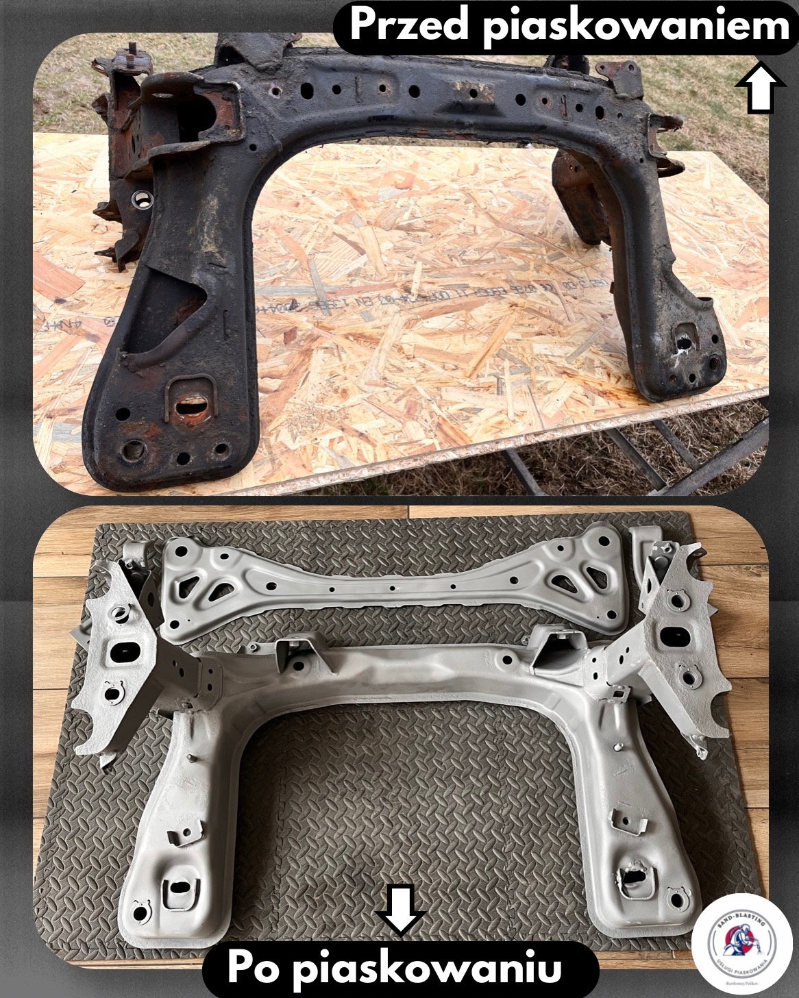 Piaskowanie elementów podwozia