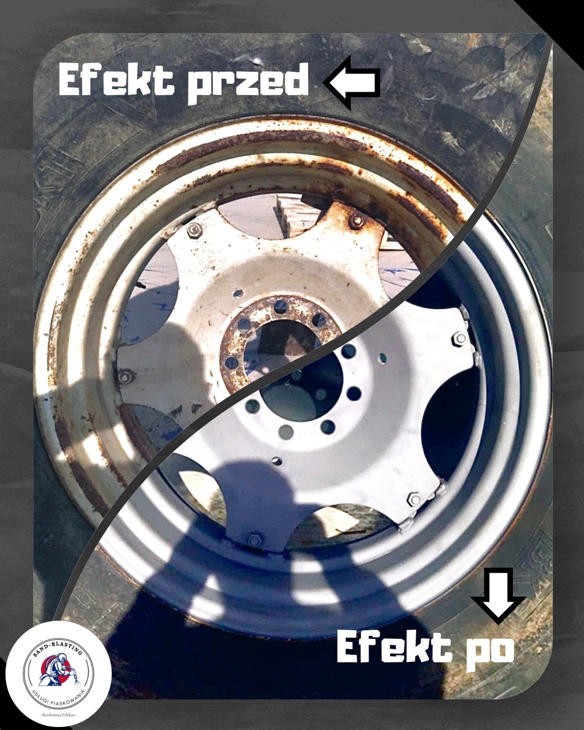 Piaskowanie koł ciągnika