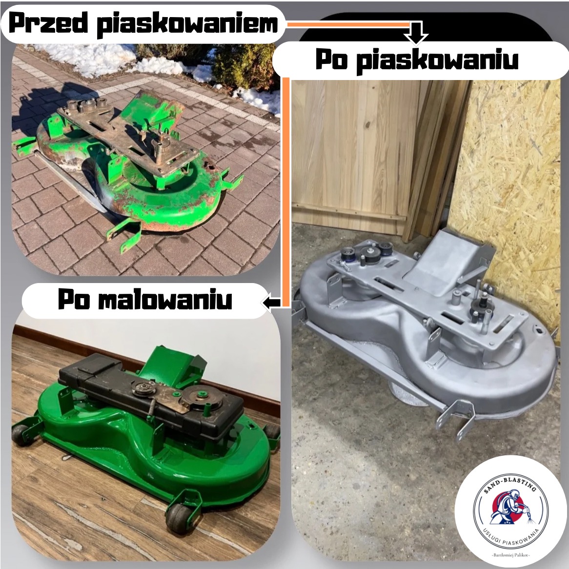 Piaskowanie oraz malowanie sprzętów ogrodniczych