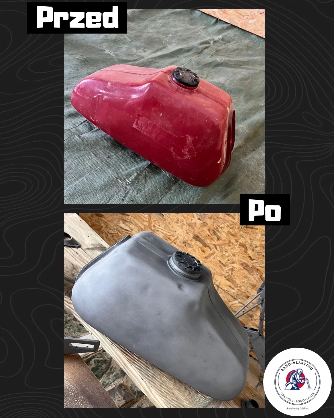 Piaskowanie części motocykla