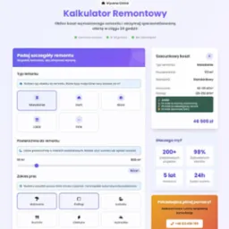 Interaktywny kalkulator remontowy online: wybór typu, powierzchni, zakresu prac. Szacunkowy kosztorys dla mieszkania 52m2. Darmowa wycena, szybka realizacja.