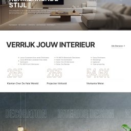 REYDESIGN JAKUB SZYMAŃSKI - Strona internetowa prezentująca nowoczesne wnętrza z minimalistycznym designem, jasna kolorystyka, eleganckie meble i dekoracje. Widoczne logo firmy Custom Vloeren.