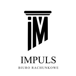 PRUS CAPITAL SPÓŁKA Z OGRANICZONĄ ODPOWIEDZIALNOŚCIĄ - Logo 'IMPULS Biuro Rachunkowe' w czerni, stylizowane na kolumnę z literami 'I' i 'M' w górnej części.