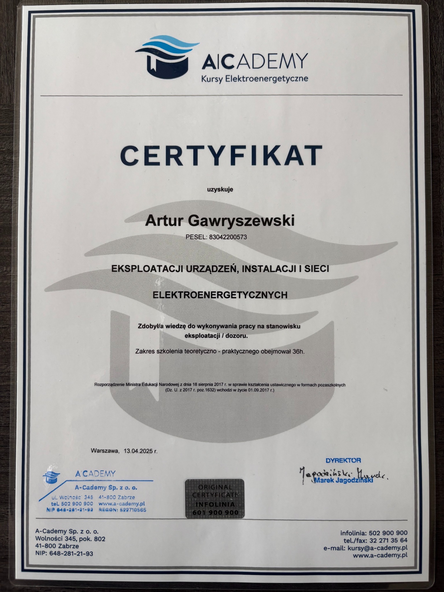Certyfikat_kurs elektroenergetyczny
