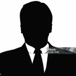 Czarno-biała sylwetka mężczyzny w garniturze i krawacie na białym tle, z logiem iStockphoto.