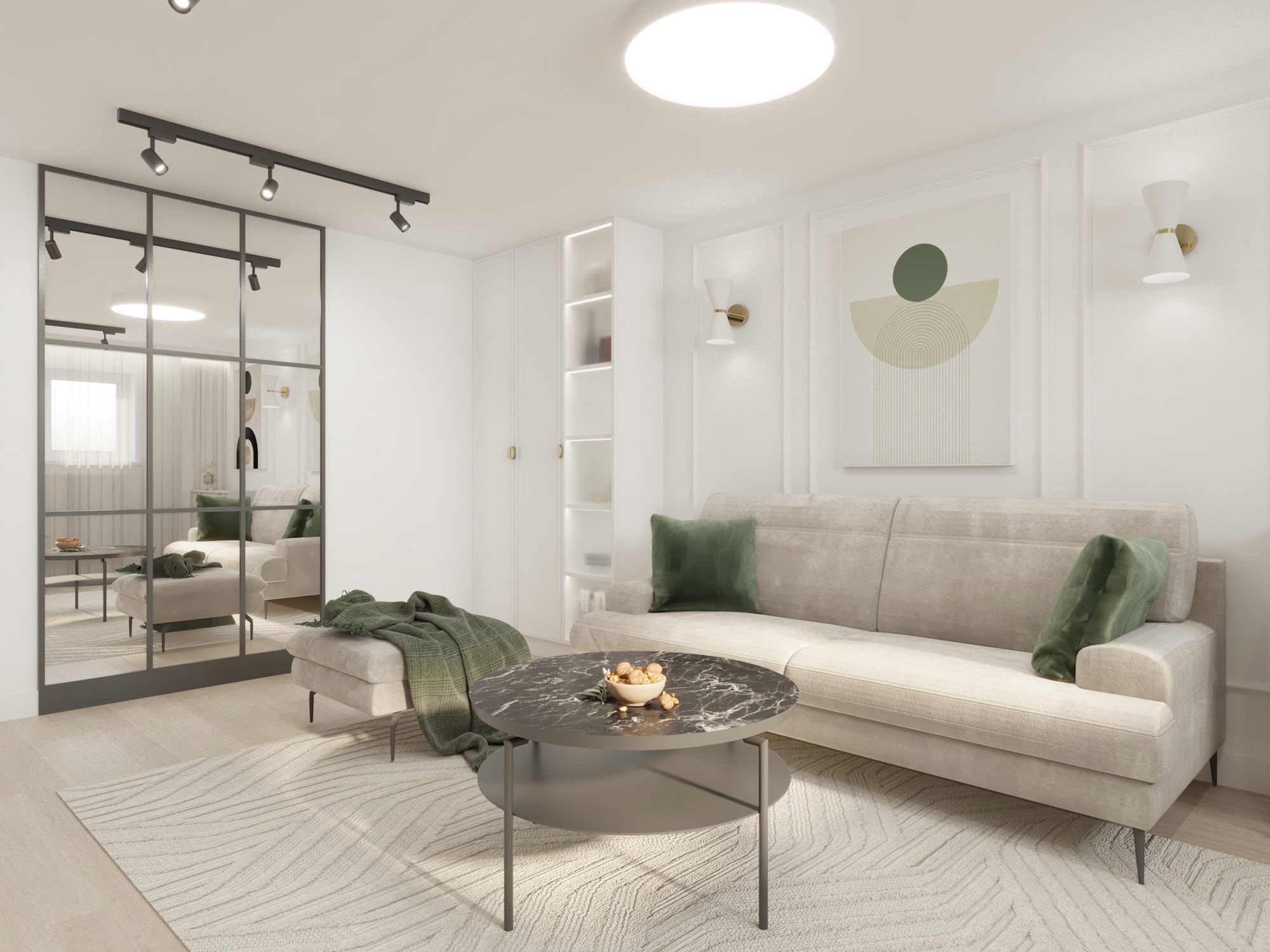 Projekt salonu w mieszkaniu w Lublinie