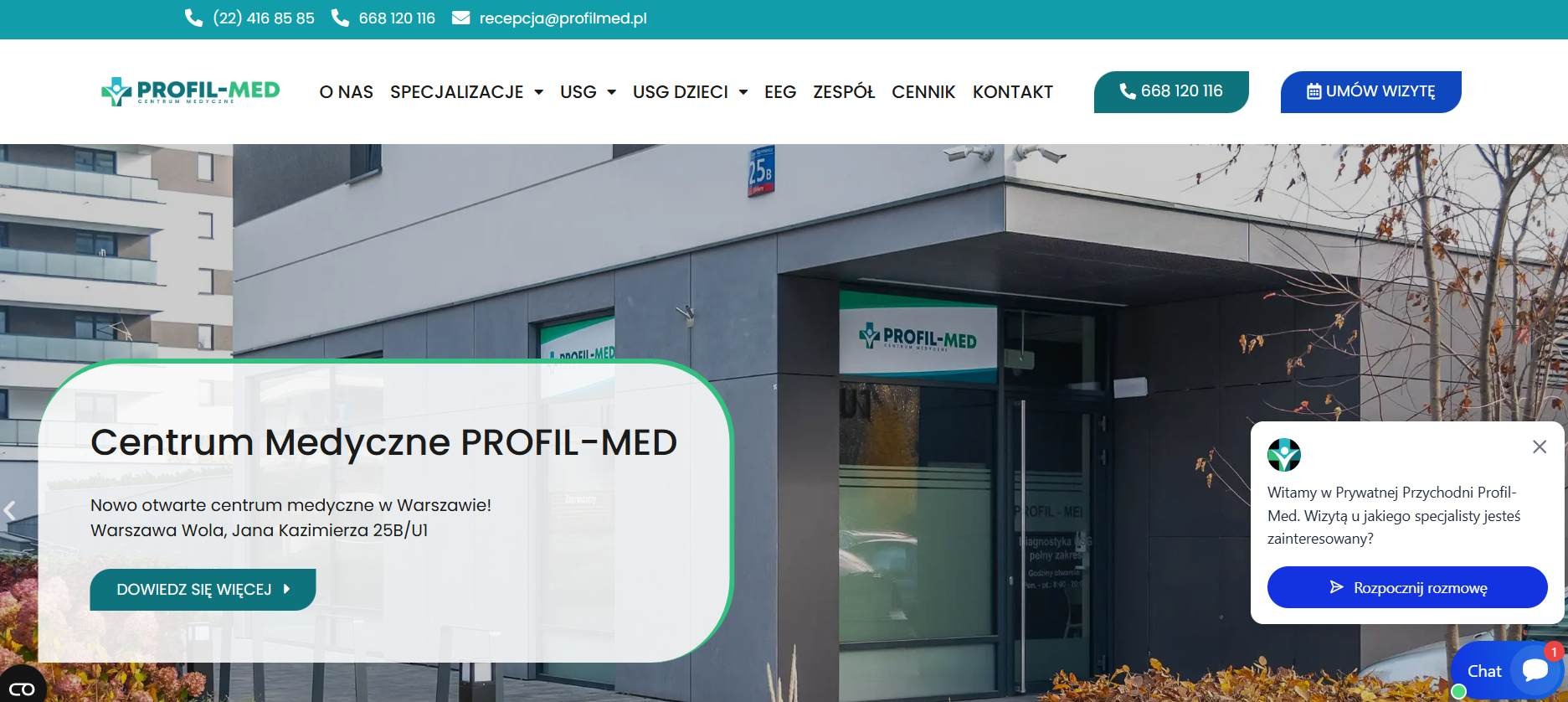 Strona www dla prywatnej przychodni w Warszawie