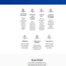 BROKER BUSINESS SPÓŁKA Z OGRANICZONĄ ODPOWIEDZIALNOŚCIĄ - Zrzut ekranu strony internetowej z nagłówkiem 'Odnajdź wewnętrzny spokój w ruchu', sekcjami opisującymi różne terapie z ikonami sylwetek ludzi, oraz sekcją 'Dlaczego' z rozwijanymi pytaniami...