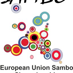 BROKER BUSINESS SPÓŁKA Z OGRANICZONĄ ODPOWIEDZIALNOŚCIĄ - Grafika promująca European Union Sambo Championship 2014 w Krakowie, z napisem 'SAMBO' i datą wydarzenia, z wykorzystaniem koncentrycznych kół w różnych kolorach układających się w kształt mapy...