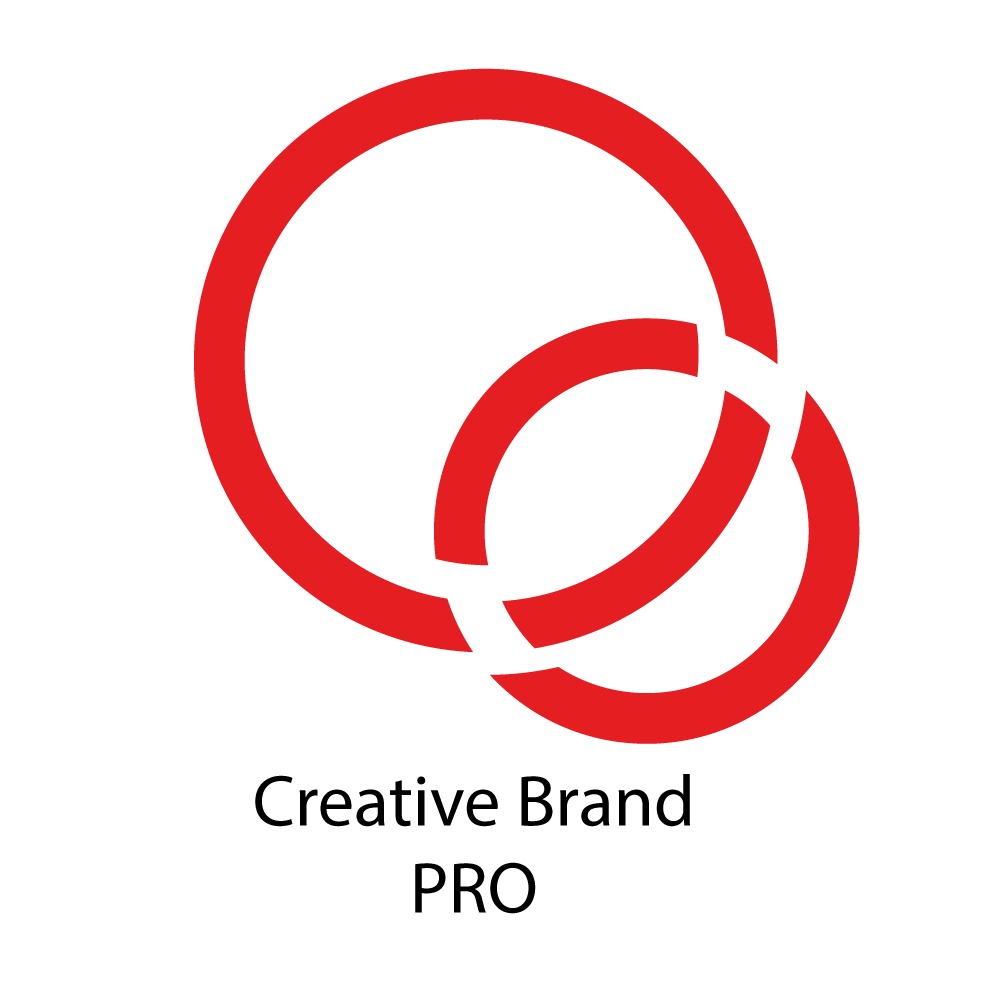 Grafika logo Creative Brand PRO składająca się z dwóch czerwonych, częściowo nakładających się okręgów na białym tle.