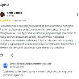 Miastorama Sp. z o o - Jedna z wielu opinie na Mój temat od zadowolonej klientki