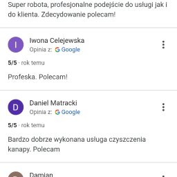 takieczyste.pl Rafał Sujecki - Opinie Google o usłudze czyszczenia kanap z ocenami 5/5. Wyszukiwanie frazy 'takieczyste.pl rafał su...' w przeglądarce.