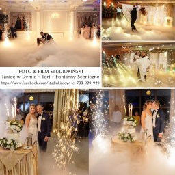 Taniec w Dymie Fontany Sceniczne  usługa Pierwszy Taniec + Tort Weselny