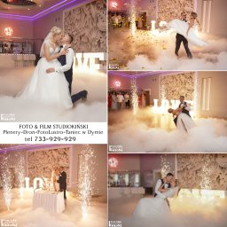 Taniec w Dymie Fontany Sceniczne  usługa Pierwszy Taniec + Tort Weselny