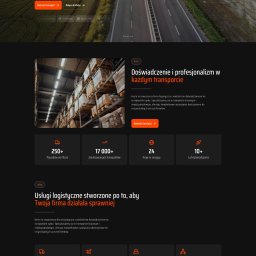 Halo Makers - Strona internetowa firmy logistycznej Hesto z nowoczesnym designem, prezentująca usługi transportowe: drogowy, lotniczy, morski i intermodalny. Widok z lotu ptaka na drogę.