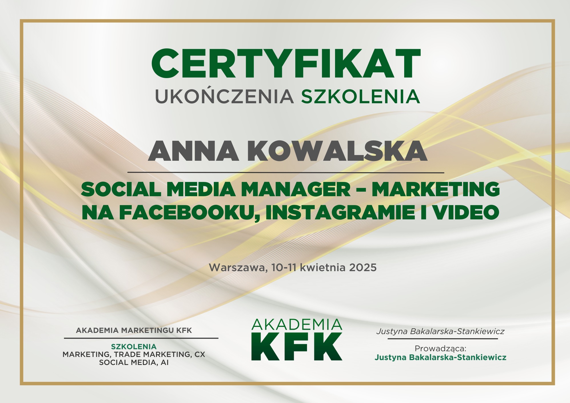 Certyfikat szkolenie Social Media Manager - szkolenie w Warszawie