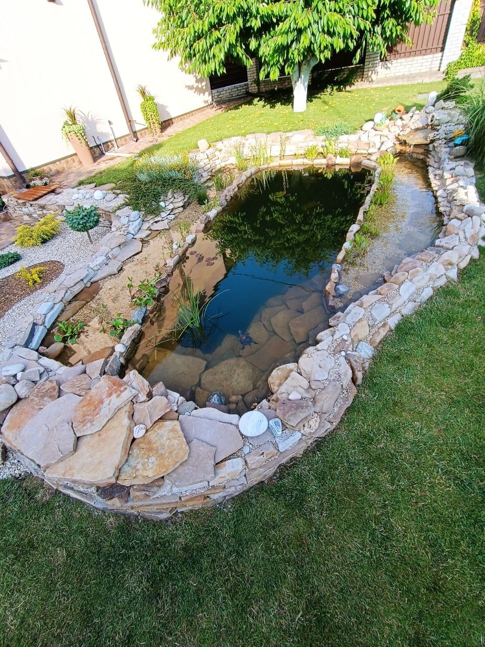 Mały staw kąpielowy o pojemności 12 m³ Filtr: naturalna filtracja (strefa regeneracji) Maksymalna głębokość 1,8 m.