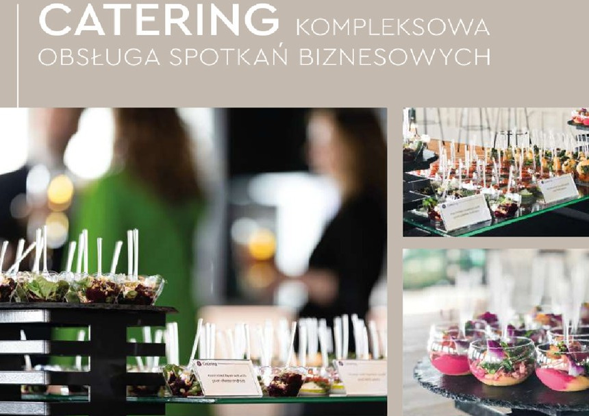 Elegancki catering biznesowy: mini sałatki w szklanych naczyniach, profesjonalna obsługa, nowoczesne aranżacje. Idealne na spotkania firmowe.