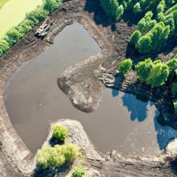 Budowa stawu 15000m2 na terenie torfowym, mocno uwodnionym