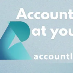 Grafika z logo i hasłem 'Accounting services at your fingertips' na tle w odcieniach błękitu. Adres strony accountly.pl i adres e-mail.