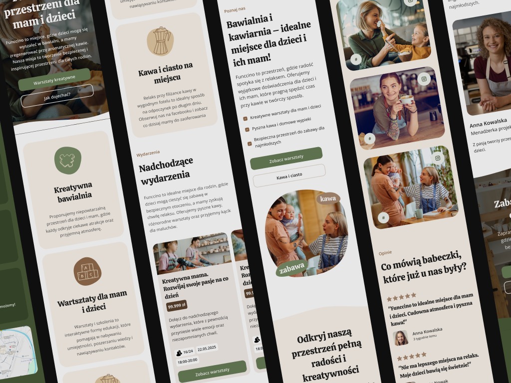 Projekt strony internetowej dla kawiarnio bawialni - Funccino - mobile