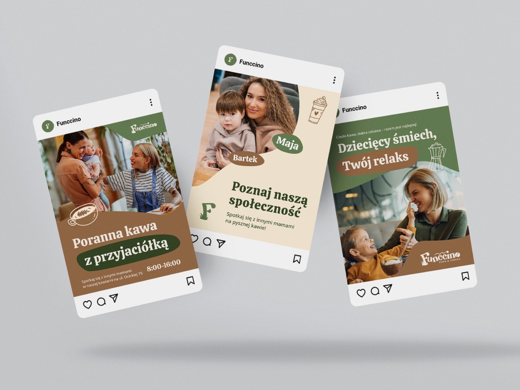 Szablony postów w Canva dla kawiarnio bawialni