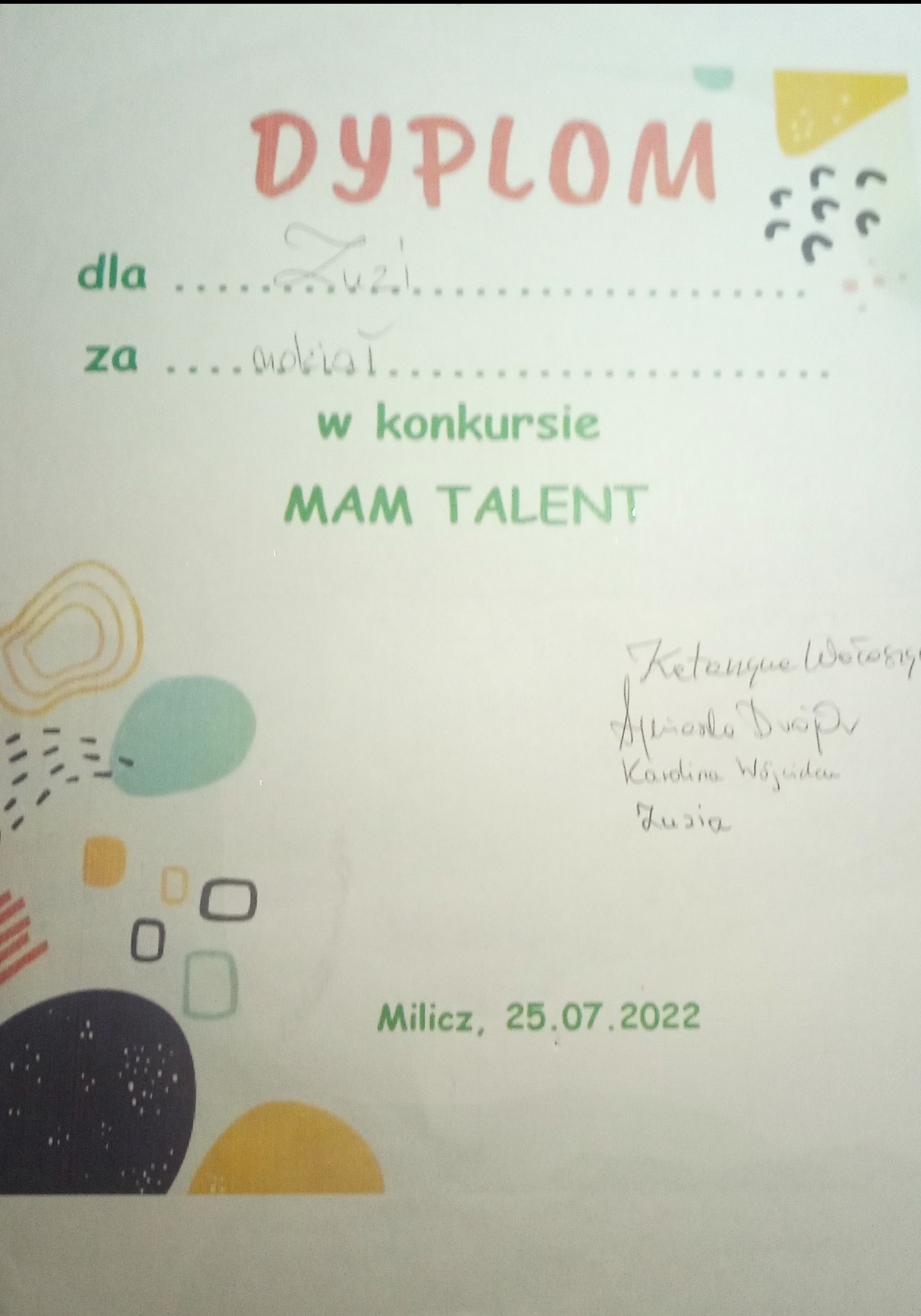 Realizacja projektu prywatnego mam talent