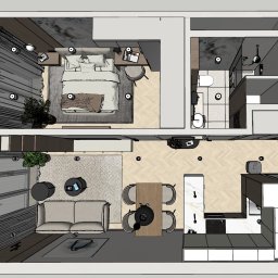 Michał Wilkosiński Conifer Media - Widok z góry, mieszkanie 42m2.