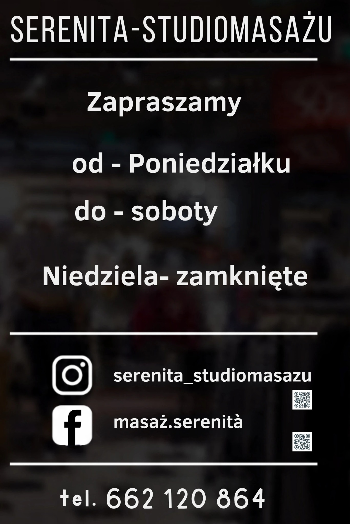 Naklejka na witrynę salonu masażu
