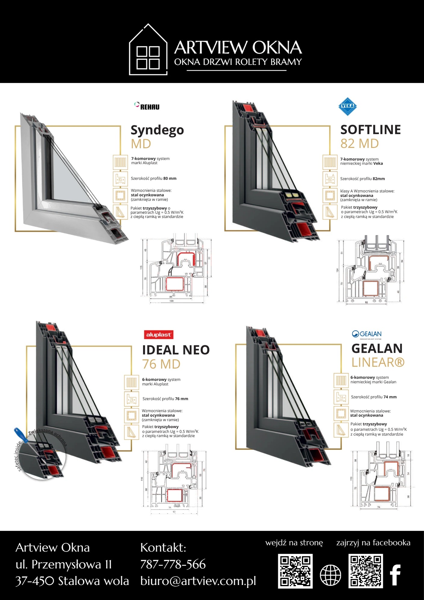 Ulotkka 2 częściowa prezentująca ofertę dla branży okiennej