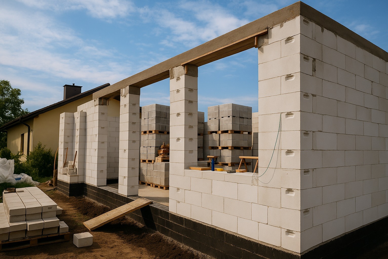 Budowa ścian nośnych oraz działowych.