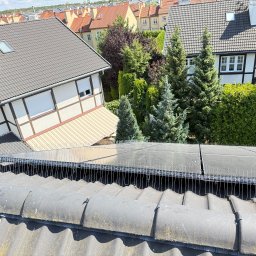 Montaż zabezpieczeń przeciw ptakom na panelach fotowoltaicznych – skuteczna ochrona instalacji.