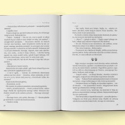 BeePC Ewelina Cholewińska - Strony książki 'Baśń o Wilczej Dolinie' Agaty Kasiak. Widoczne fragmenty tekstu z prologu i rozdziału 28. Tekst drukowany czcionką szeryfową. Delikatne cienie na stronach.