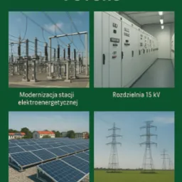 Realizacje Grupy Futuro: modernizacja stacji elektroenergetycznej, rozdzielnia 15 kV, instalacja fotowoltaiczna, przegląd linii napowietrznej.