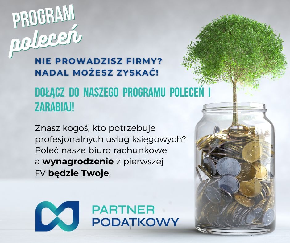 Program poleceń biura rachunkowego: słoik z monetami, z którego wyrasta drzewko. Oferta dla osób polecających usługi księgowe.